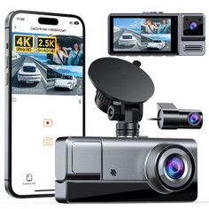 3 Channel WiFi Dash Cam Front and Rear Inside, 4K+1080P+1080P Dash Camera for Cars Front and Rear 24H Parking Mode App Control product
